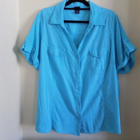 Basic Editions Tops - Basic Editions Light Blue Shirt